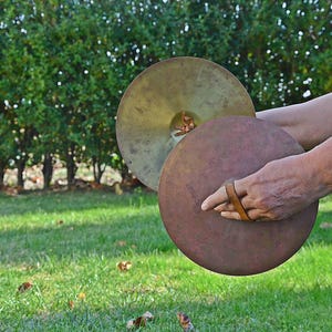 Vintage Musical Cymbals – Antique Percussion Instruments, Rustic Brass Decor