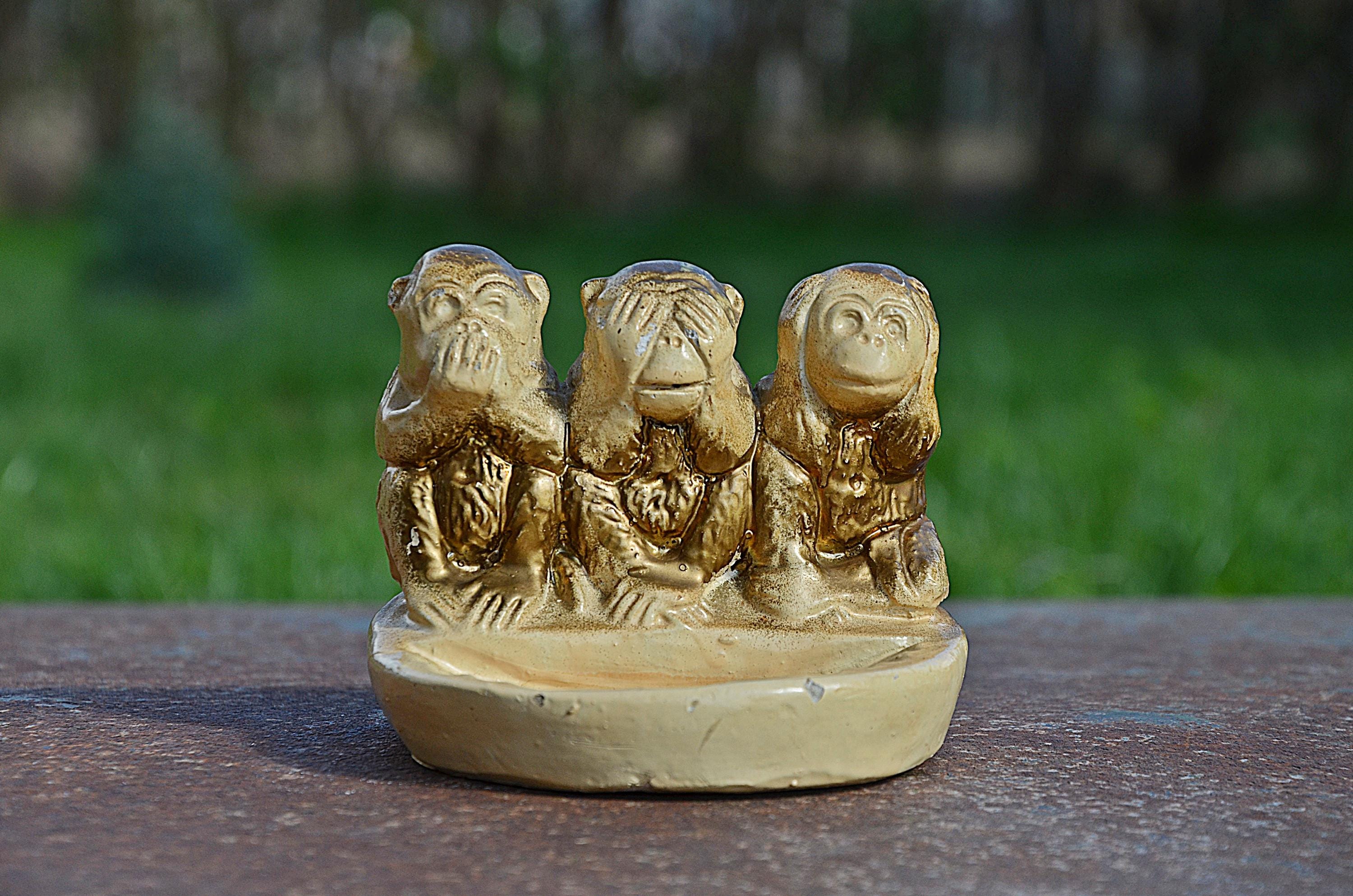 Vintage Three Wise Monkeys Figurine: Metal See No Evil Statue - Etsy