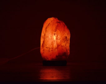Luminária de mesa vintage com pedra de sal do Himalaia (18 cm, fabricada na Alemanha)