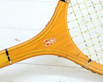 Raquette De Tennis Vintage Bois URSS Dinamo Ekstra, Années 80, Cordée