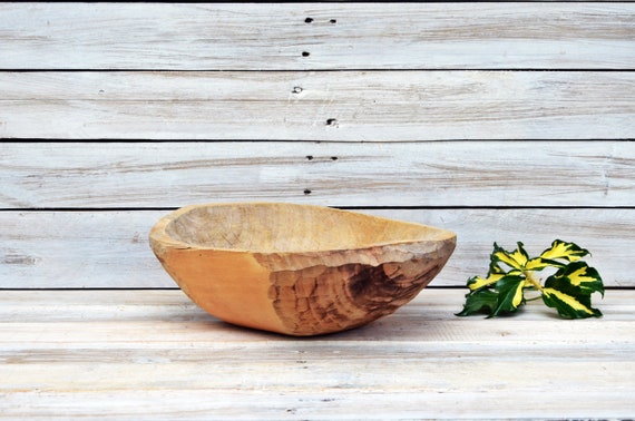 Bol Ancien En Bois Sculpté à La Main - Forme Ronde - Style Antique Indien - Occasion