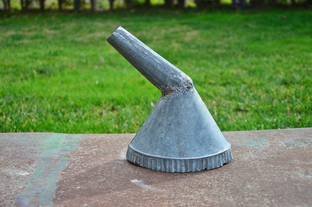 Vintage Metal Funnel, Big Metal Fuel Funnel, Large Oil Funnel