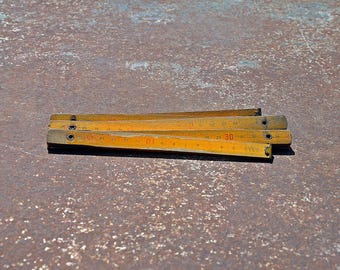 Vintage Wood Folding Ruler: 1-Meter Carpenter Tool
