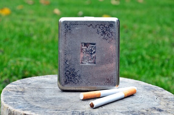 Cigarette case, Vintage metal cigarette case, Old
