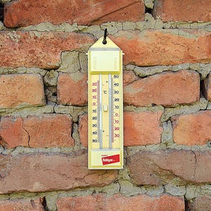 Vintage weather thermometer, Wall thermometer, Outdoor thermometer, Old spring thermometer, Thermometer with maximum and minimum temperature