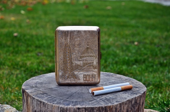 Soviet Cigarette Case, Vintage Metal Cigarette Cas