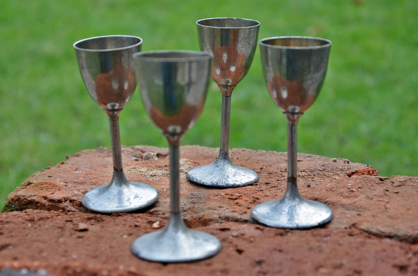 Vintage Small Rustic Metal Wine Cups Set of 4 Vintage Etsy