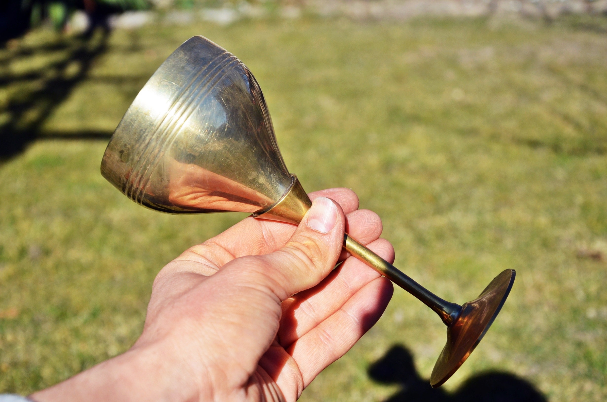 Vintage rustic brass wine cups Set of 2 Vintage primitive Etsy