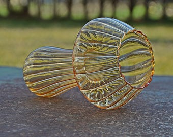 Vintage Glass Cup, Brown Glass, Bar Decor