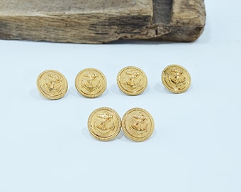 Vintage Maritime Uniform Buttons Set of 6 Anchor Buttons Nautical Collectible