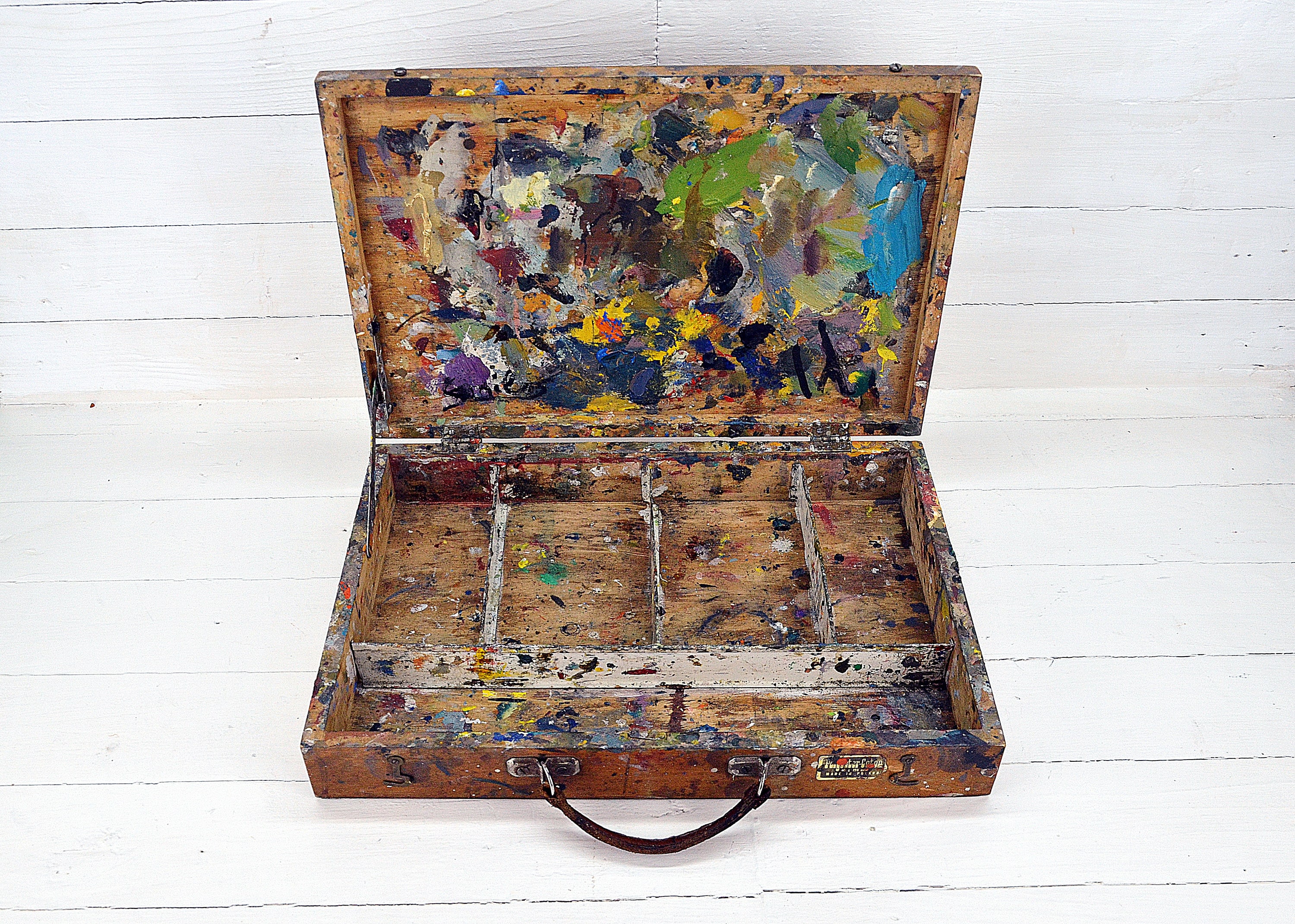 Box wood of vintage Handmade Box Wooden , Art Supplies for Drawing,  Painting And