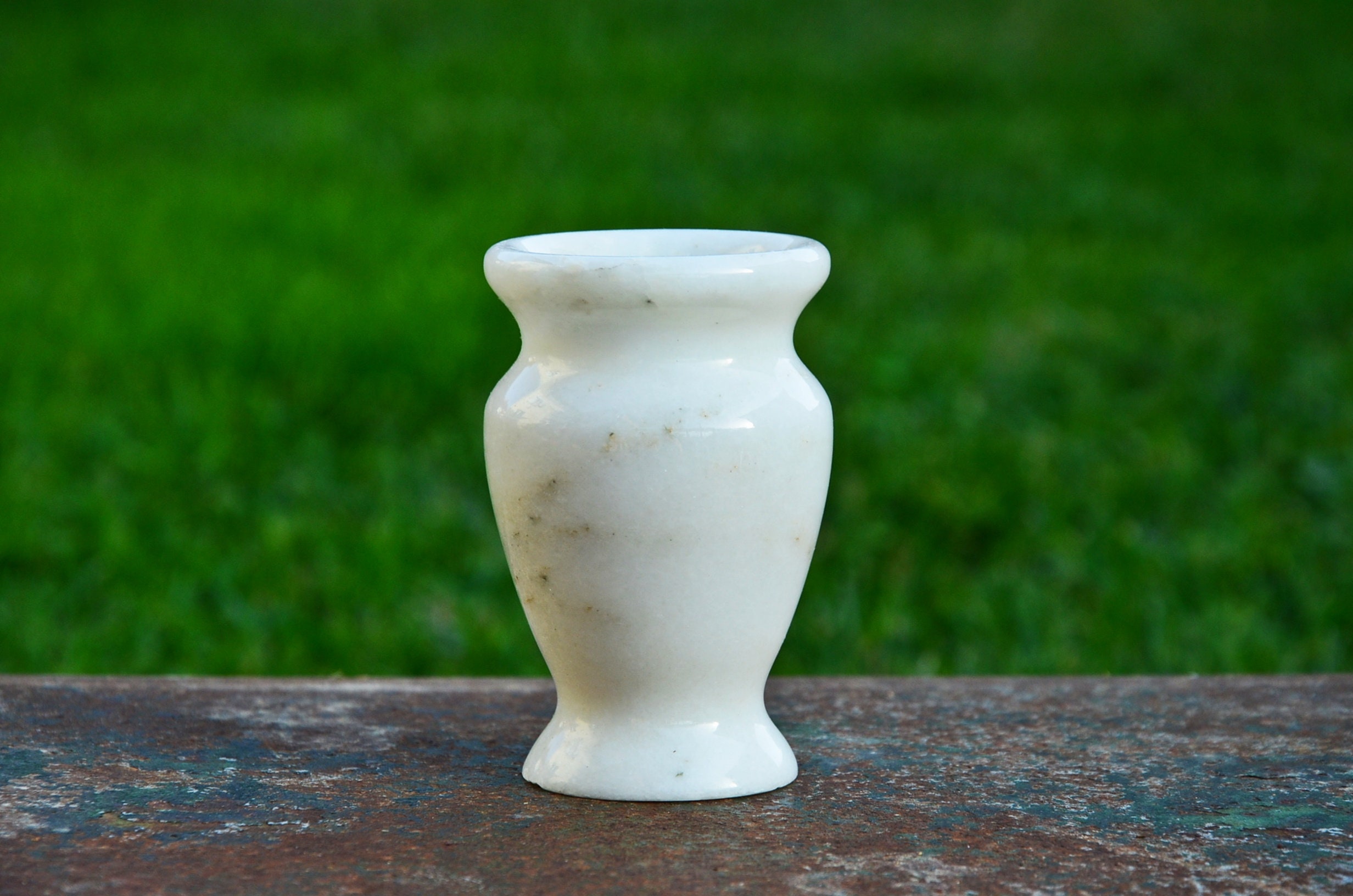 Petit Vase En Grès Effet Marbre - Diamètre 8 Cm - Occasion