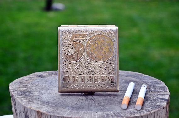 Soviet Cigarette Case, Vintage Metal Cigarette Cas