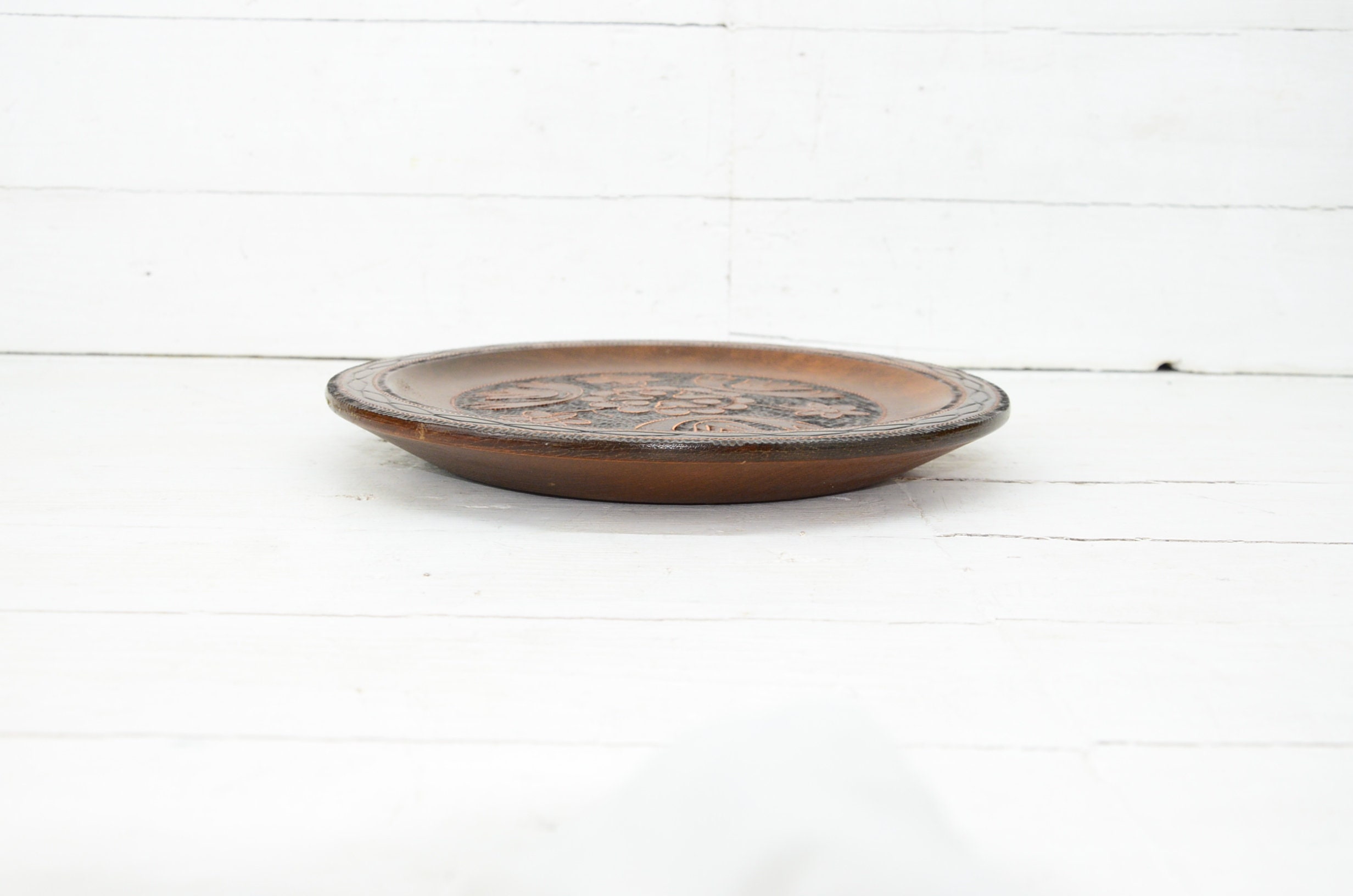 Vintage Wooden Plate Art Decorative Plate Wall Wooden Dish Etsy