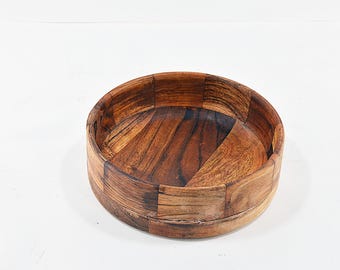 Handmade Wooden Bowl: Vintage Kitchen & Bar Decor (22x7 cm)