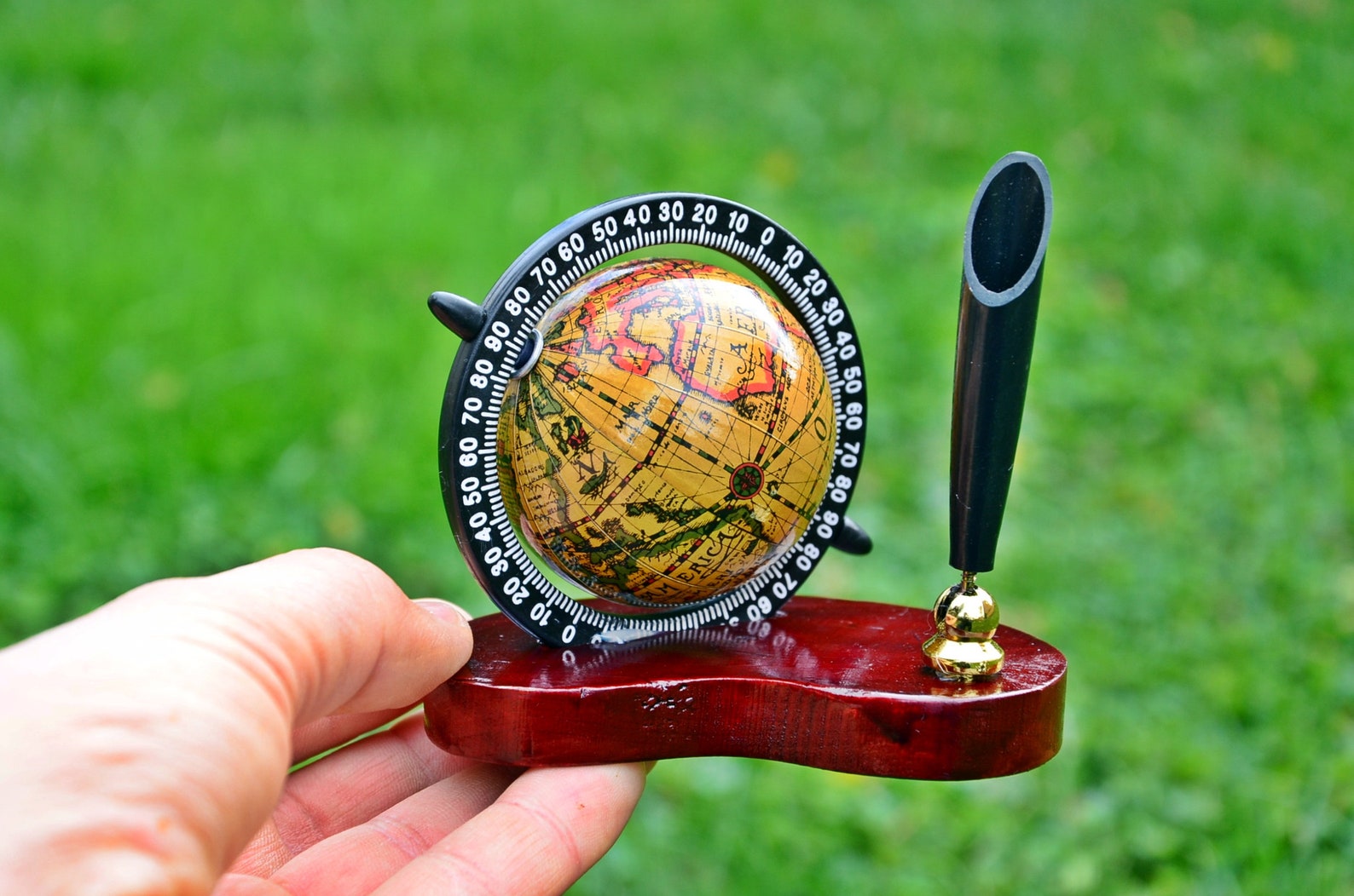 Vintage Small Globe Pencil Holder Decorative Desk Globe Etsy