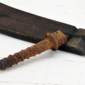 Vintage large railroad steel screw Lag Bolt Spikes 5.7&quot; Long. Rustic decoration. Vintage train collectible