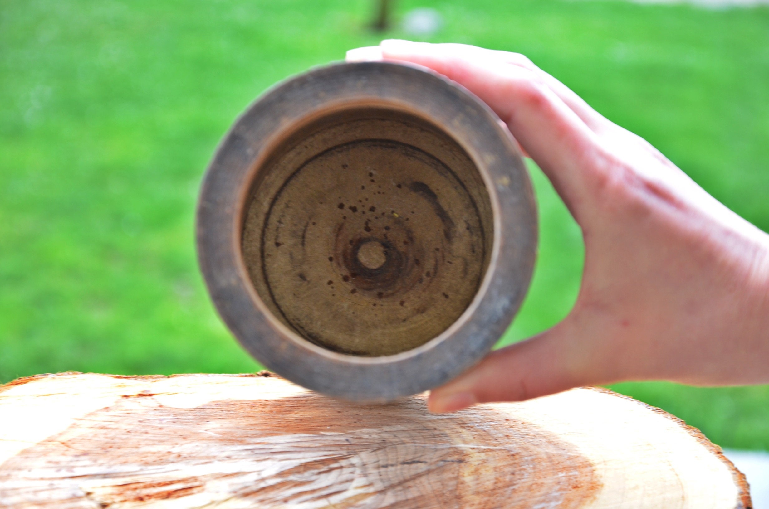 アンティーク木製水差し：素朴な農家風花瓶、ガーデンデコレーション