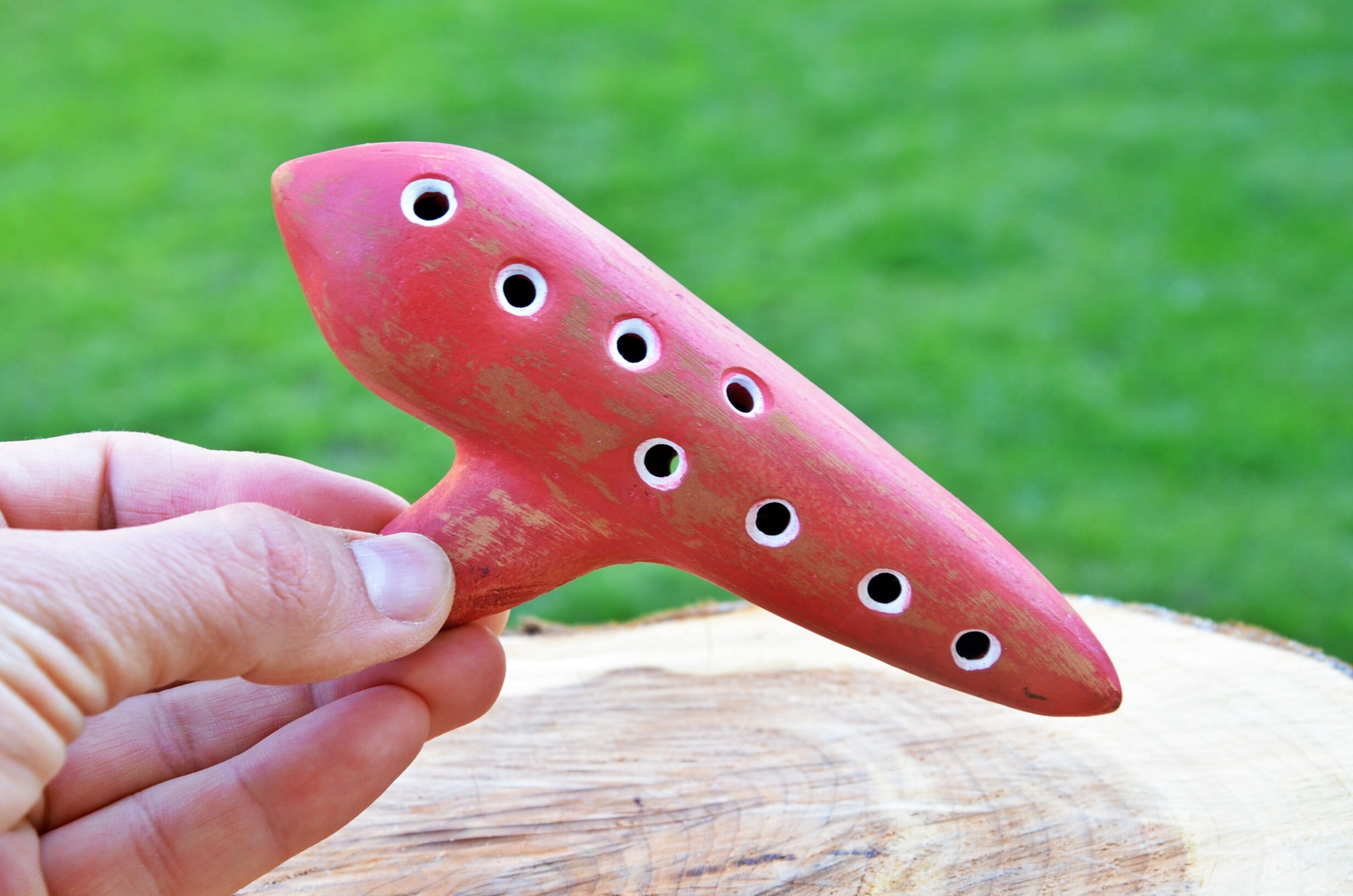Vintage Ocarina Ceramic Red Ocarina Traditional Folk Wind