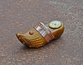Vintage French Wooden Shoe Thermometer La Louvesc Wall Hanging Decor