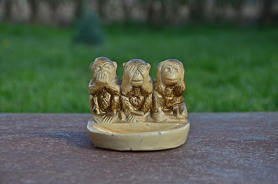 Vintage Three Wise Monkeys Figurine: Metal See No Evil Statue - Etsy