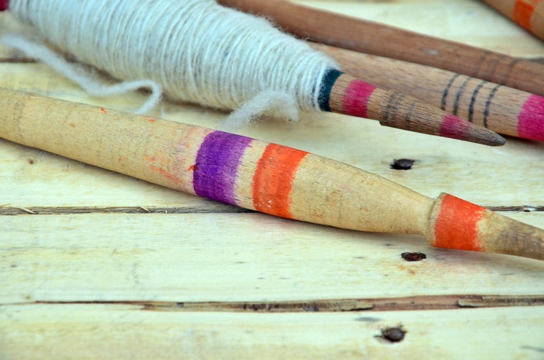 Antique Primitive Wooden Hand Carved Spindles for Weaving Wool Etsy
