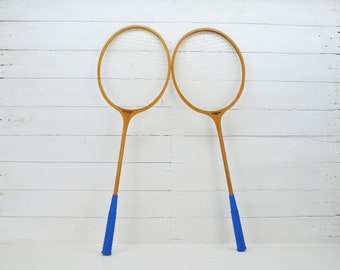 Raquetas de bádminton, Raquetas de madera vintage, Coleccionables deportivas, DDR 1970s, Duett Badminton Rockets
