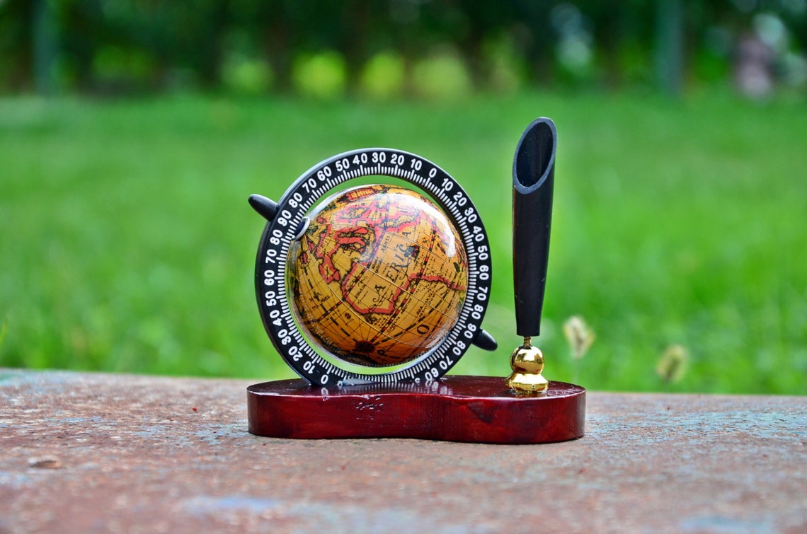 Vintage Small Globe Pencil Holder Decorative Desk Globe Etsy