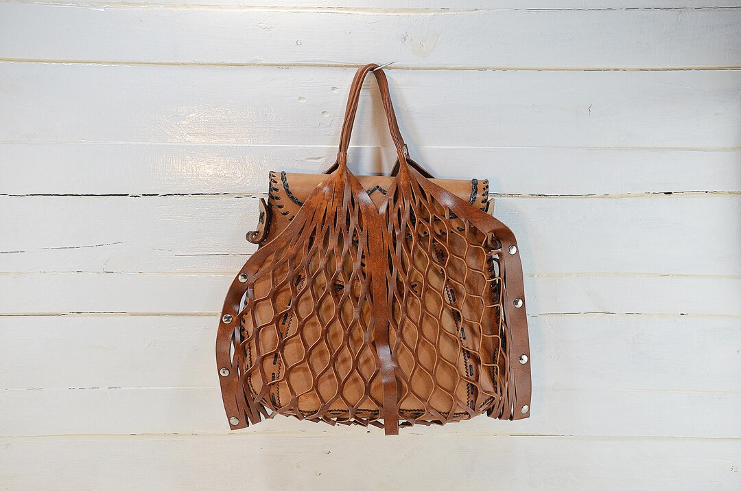 Vintage Leather Bag, Light Brown Leather Bag, Retro Bag, Evening Bag ...