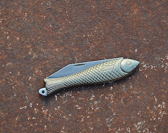Couteau de poche à poisson vintage Mikov : objet de collection pliable tchèque