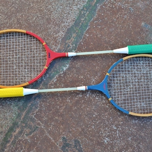 Badminton Rackets, Vintage Wood Rackets, Sports Collectible, DDR 1970s, GERMINA Komet Badminton Rockets