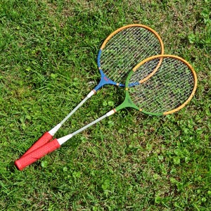 Badminton Rackets, Vintage Wood Rackets, Sports Collectible, DDR 1970s, GERMINA Komet Badminton Rockets