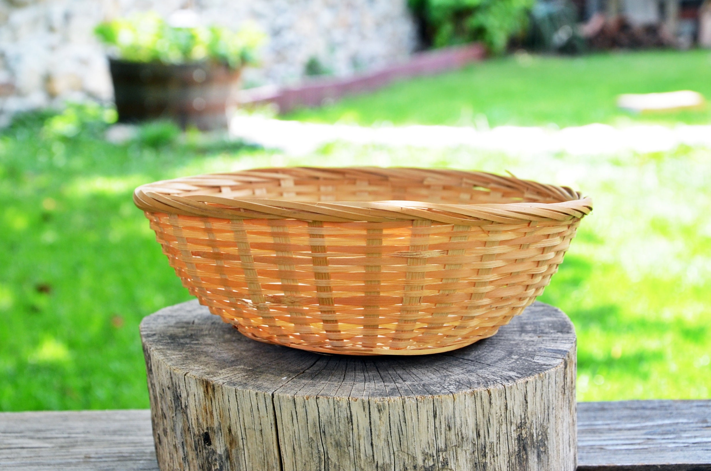 手編みの小さな麦わらかごヴィンテージ、手編み籐かご - Etsy 日本