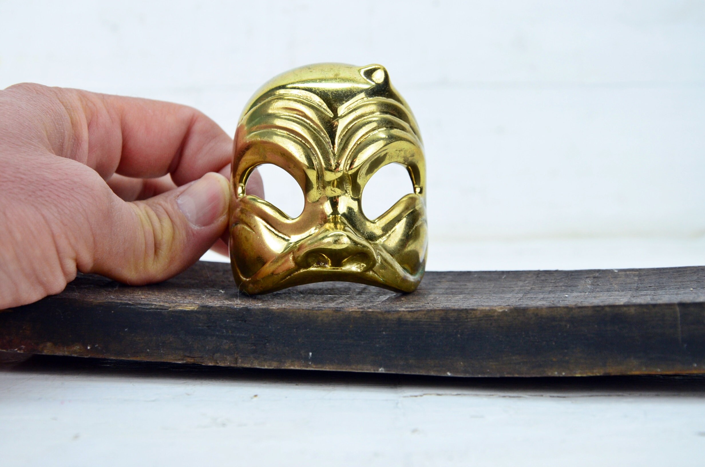 Diable Visage Sonnette Porte Bague Laiton Yali Bouche Heurtoir Mythique