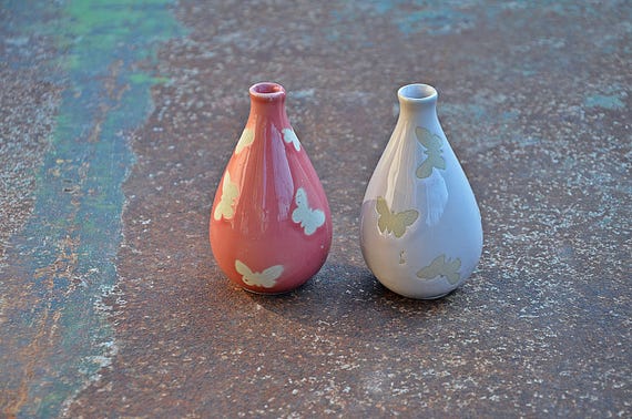 ヴィンテージ陶器花瓶、ハンドメイド・手描き花瓶、アート装飾 - Etsy 日本