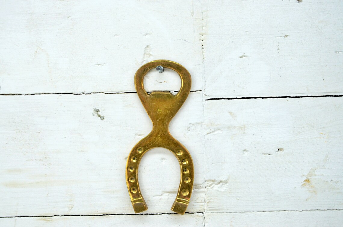Vintage Brass Horseshoe Opener Bottle Opener Bar Accessory Etsy UK