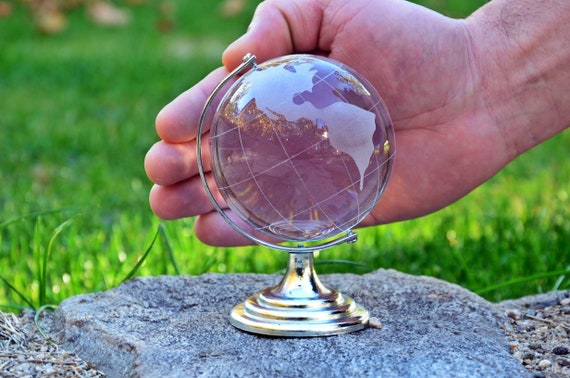 Globe Terrestre Vintage En Verre