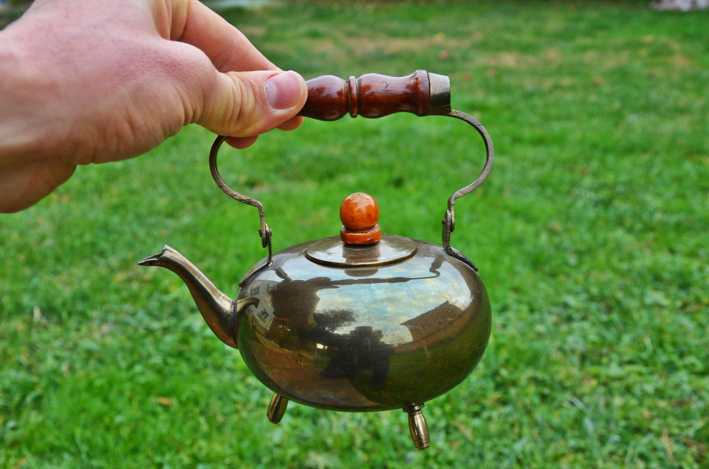 Vintage Antique Brass Teapot Gold Kettle Retro Kitchen Etsy