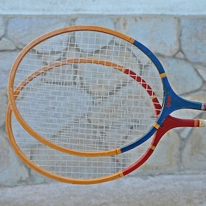 Badminton Rackets, Vintage Wood Rackets, Sports Collectible, DDR 1980s, GERMINA Komet Badminton Rockets