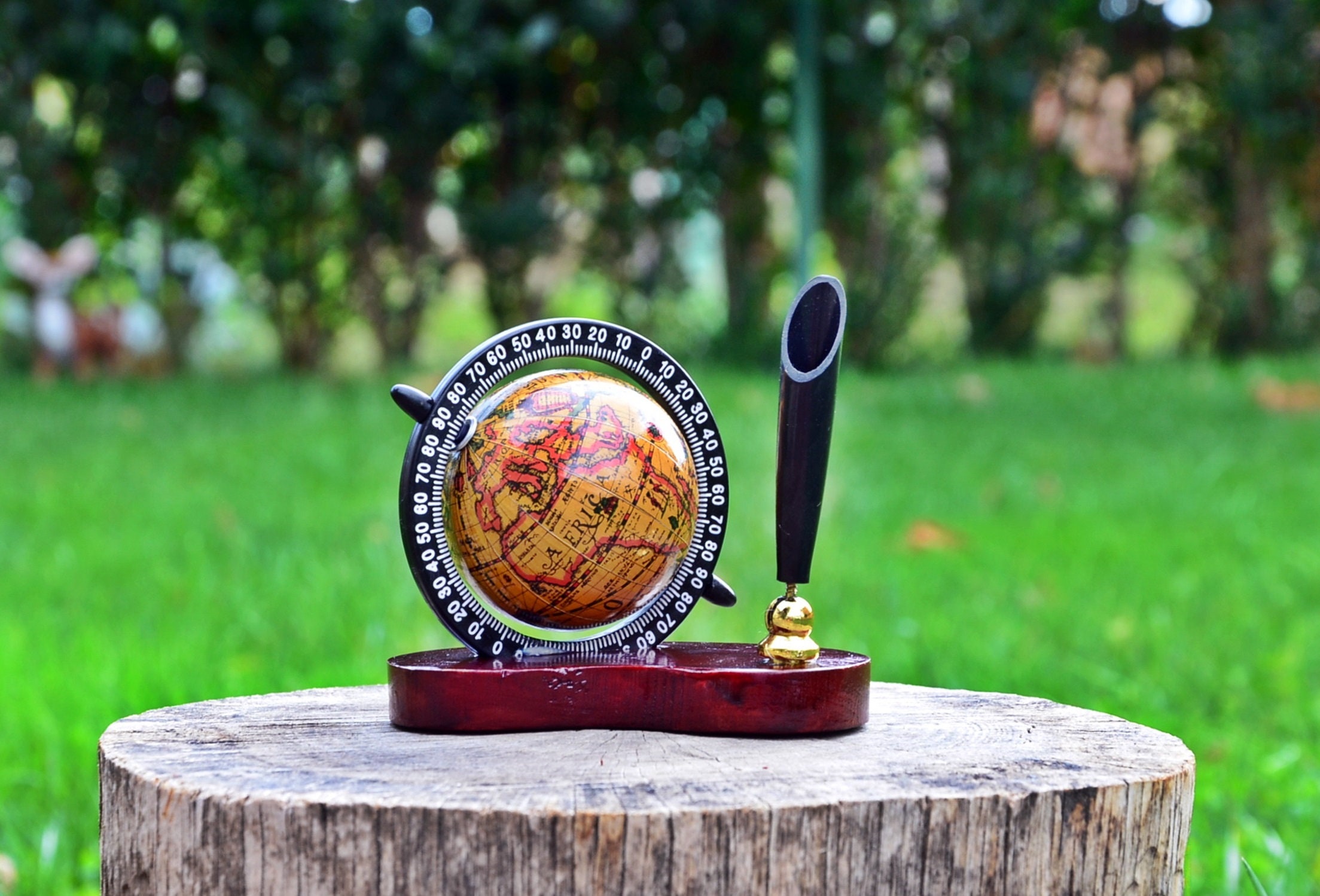 Vintage small globe pencil holder Decorative desk globe Etsy