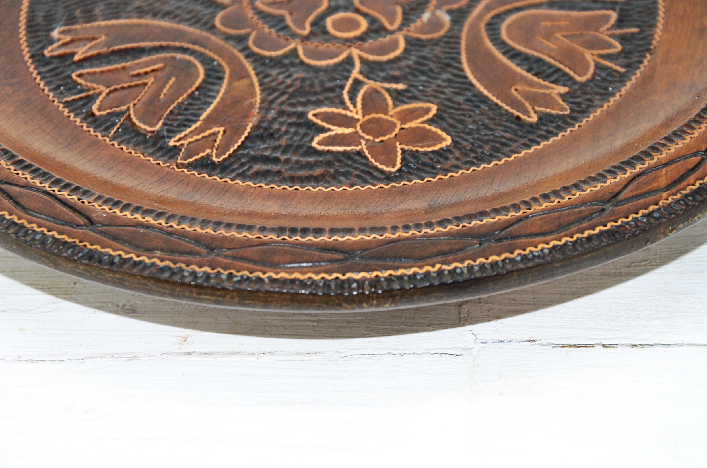 Vintage Wooden Plate Art Decorative Plate Wall Wooden Dish Etsy