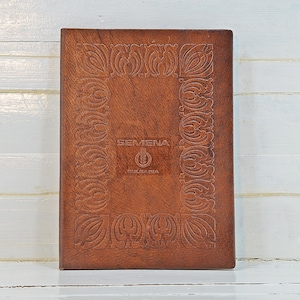 Chemise vintage en cuir véritable, couverture de livre en cuir gaufrée faite main, organisateur de bureau, chemise cartes/notes