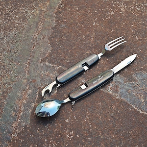 Folding Camping Cutlery Set: Stainless Steel Travel Utensil - Easy Camp