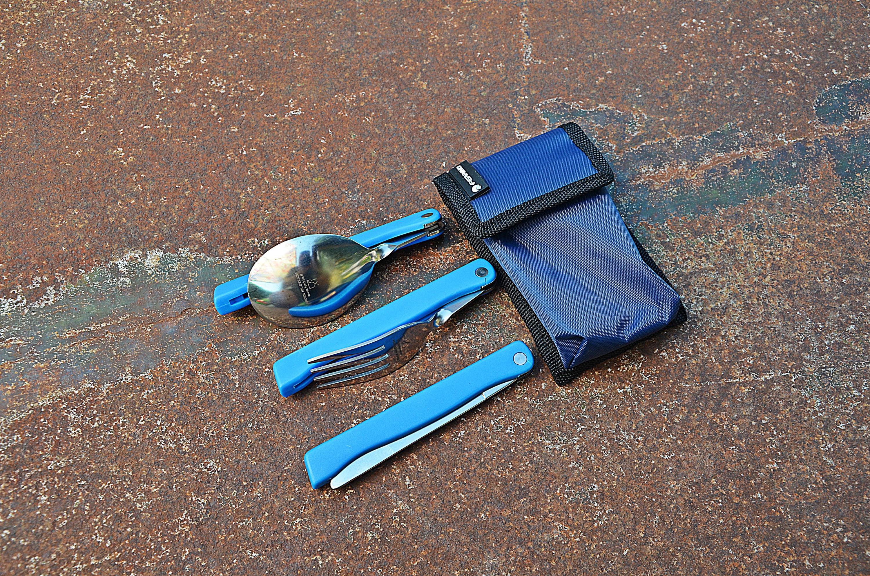 Navaris Set 3x Posate da Capeggio in Titanio - Kit Forchetta Coltello