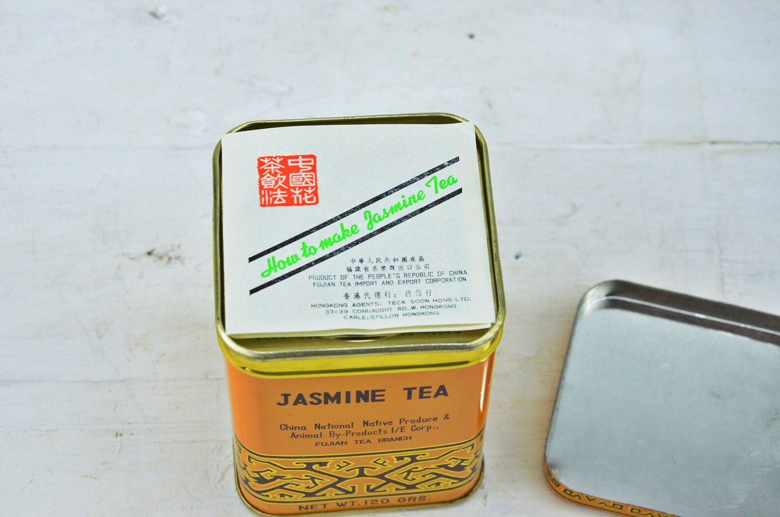 Tea Box Chinese Jasmine Tea Box Vintage Yellow Box Vintage Etsy