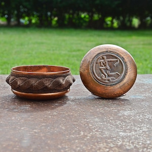 Vintage Copper Box With Leather Cover, Vintage Jewelry Box, Retro Box