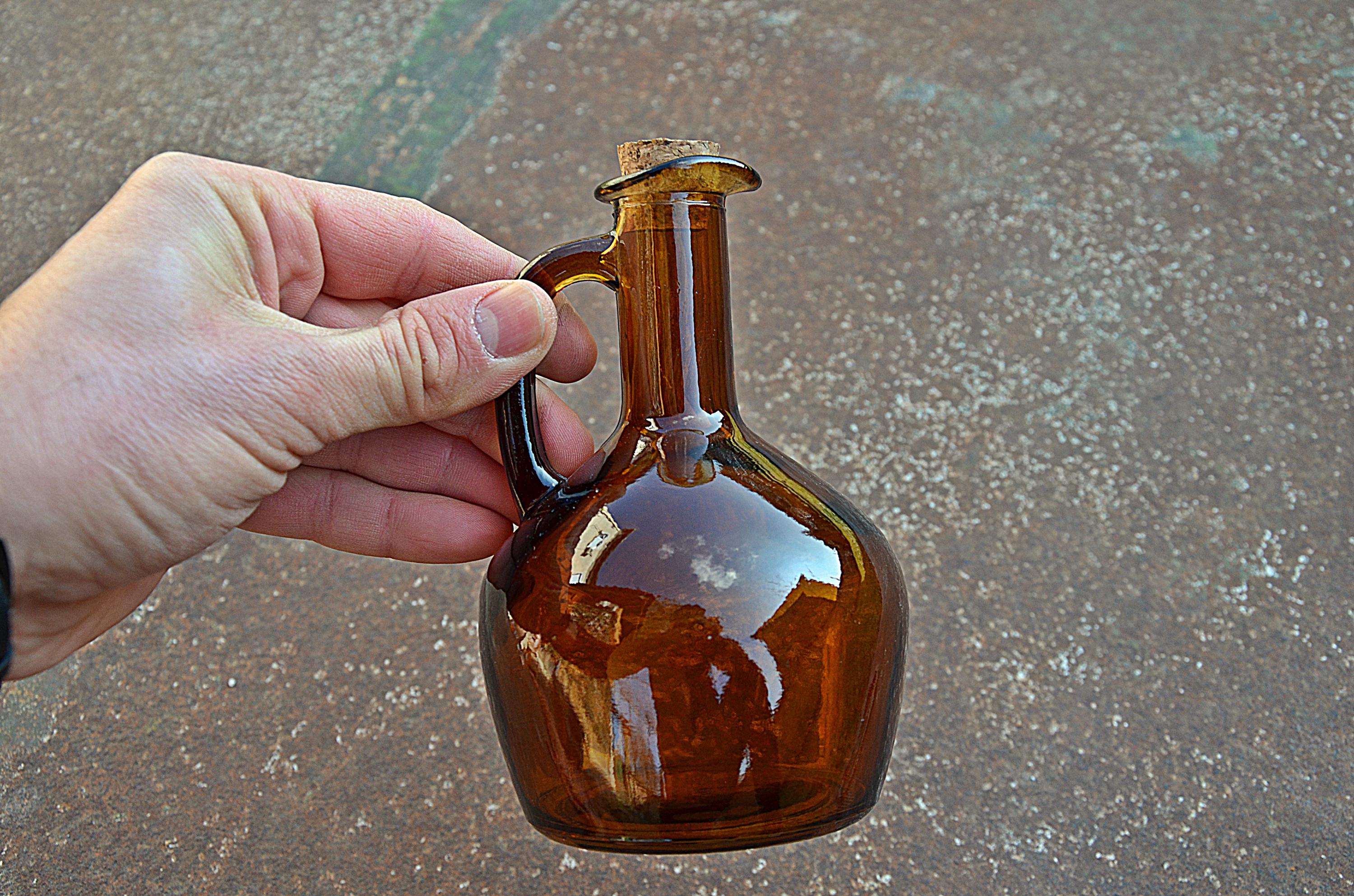 Vintage Bottle, Brown Liquor Bottle, Brown Alcohol Bottle, Vintage Home Decor, Industrial Style, Unused