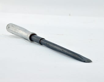 Vintage Flathead Screwdriver with Metal Handle: Collectible Carpentry Tool