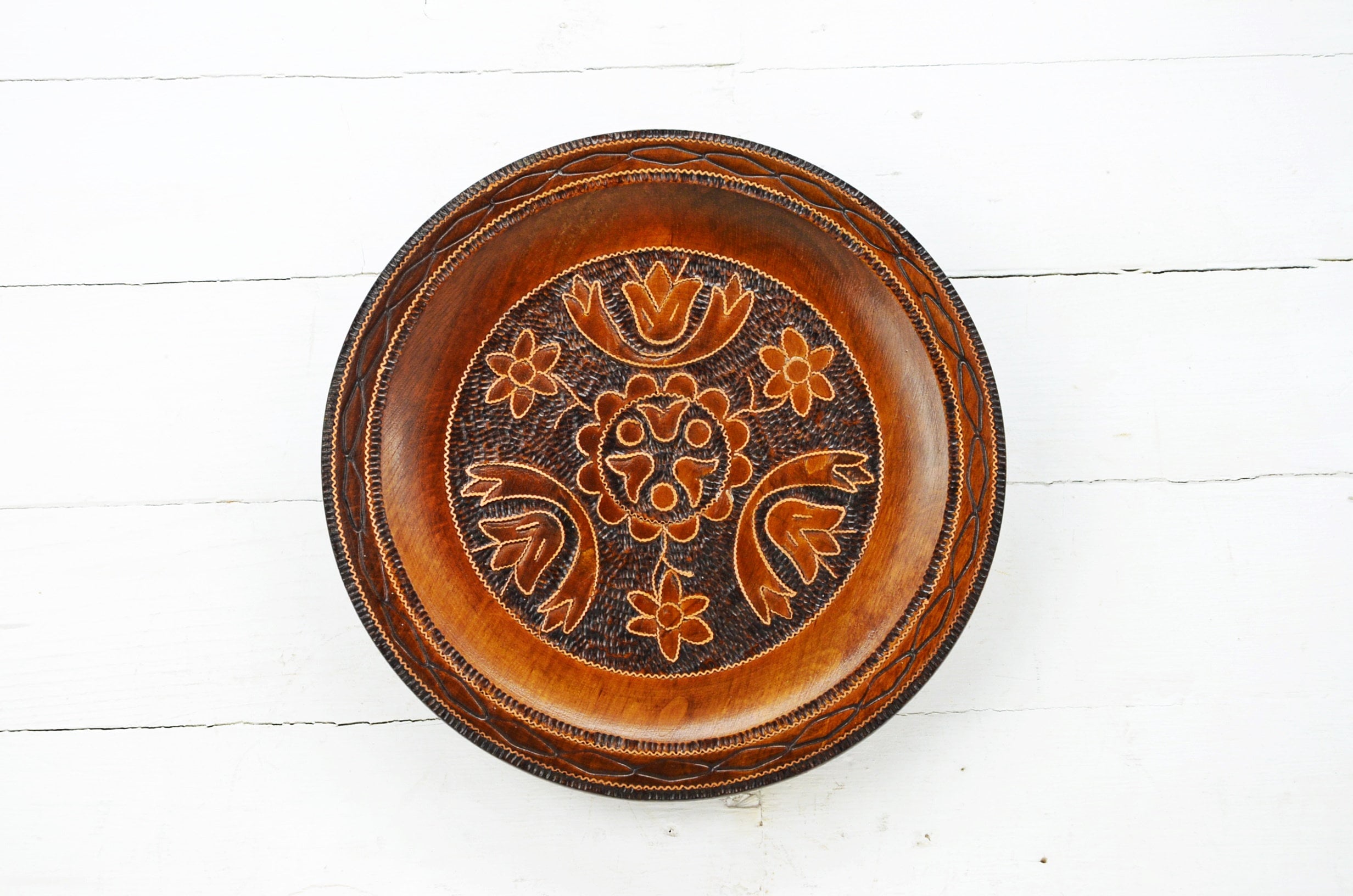 Vintage Wooden Plate Art Decorative Plate Wall Wooden Dish Etsy