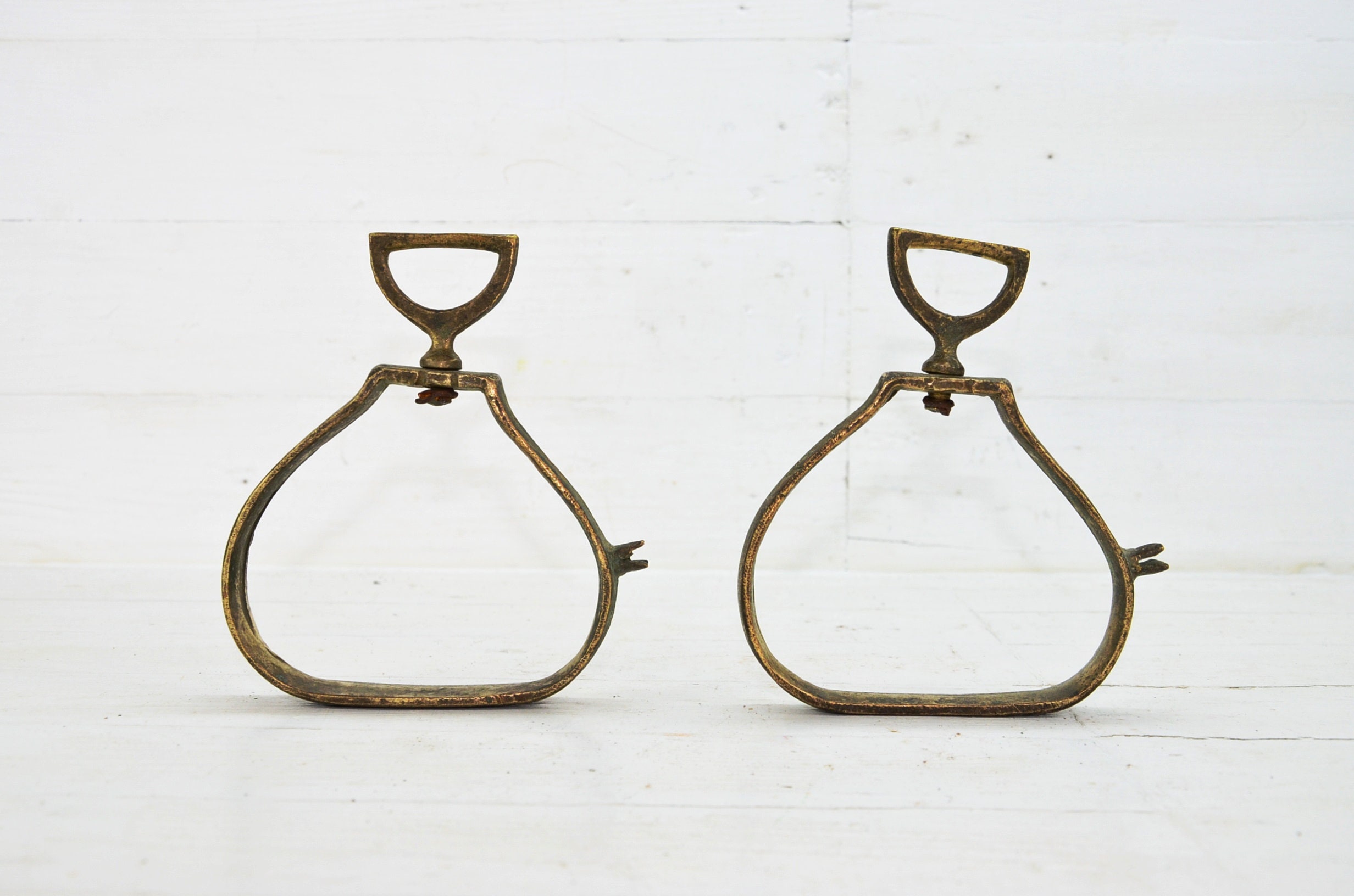 Antique Brass Horse Saddle Stirrups Pair Original Old Hand Etsy